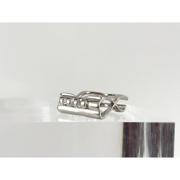 Silver Toned Infinity Double Barrel CZ Gemstone Vintage Ring - sz 9.75 - Picture 5 of 10